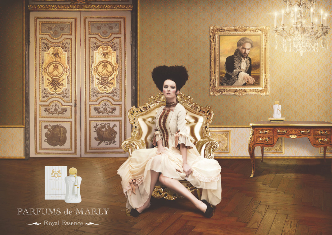 Sedbury Parfums de Marly for women Avrupalı klasik tarz eski çağ giyinmiş kadın afişi pa...jpg