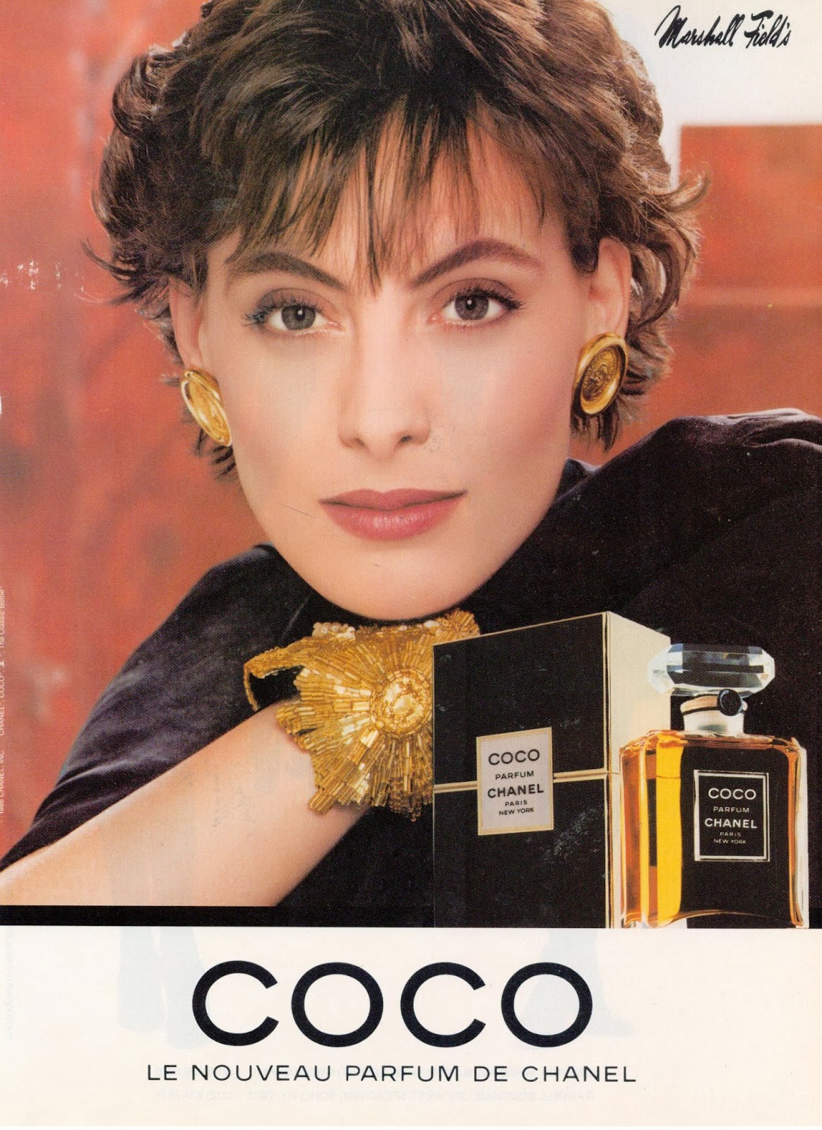 coco perfume ad ines 1984 1985 ler Chanel yüzü  Ines de la Fressange reklam afişi.jpg
