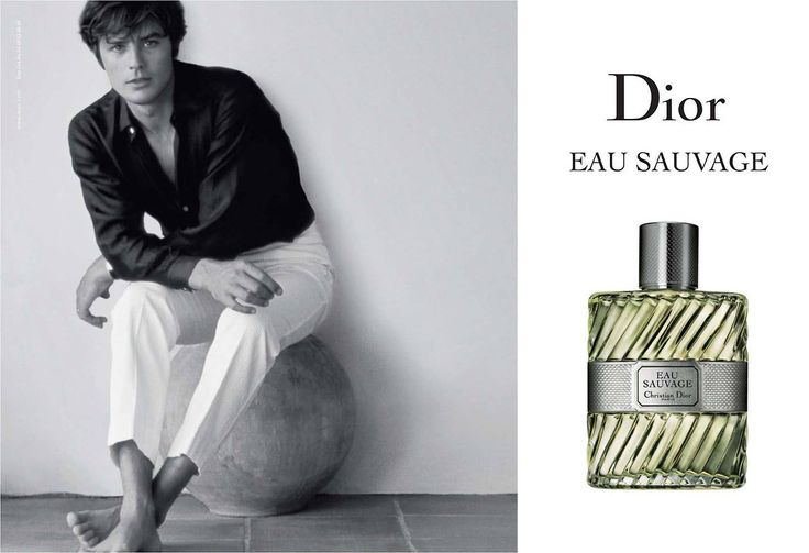 Eau Sauvage Christian Dior for men alein delon reklam afiş yuvarlak taş üzeri.jpg